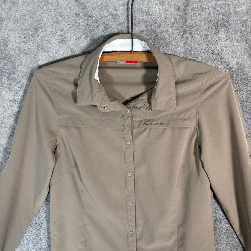 Craghoppers Womens NosiLife Insect Shield Hiking Shirt Tan US 4 Snaps Buttons - Picture 6 of 16